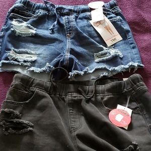 2 piece bundle denim shorts one black one blue